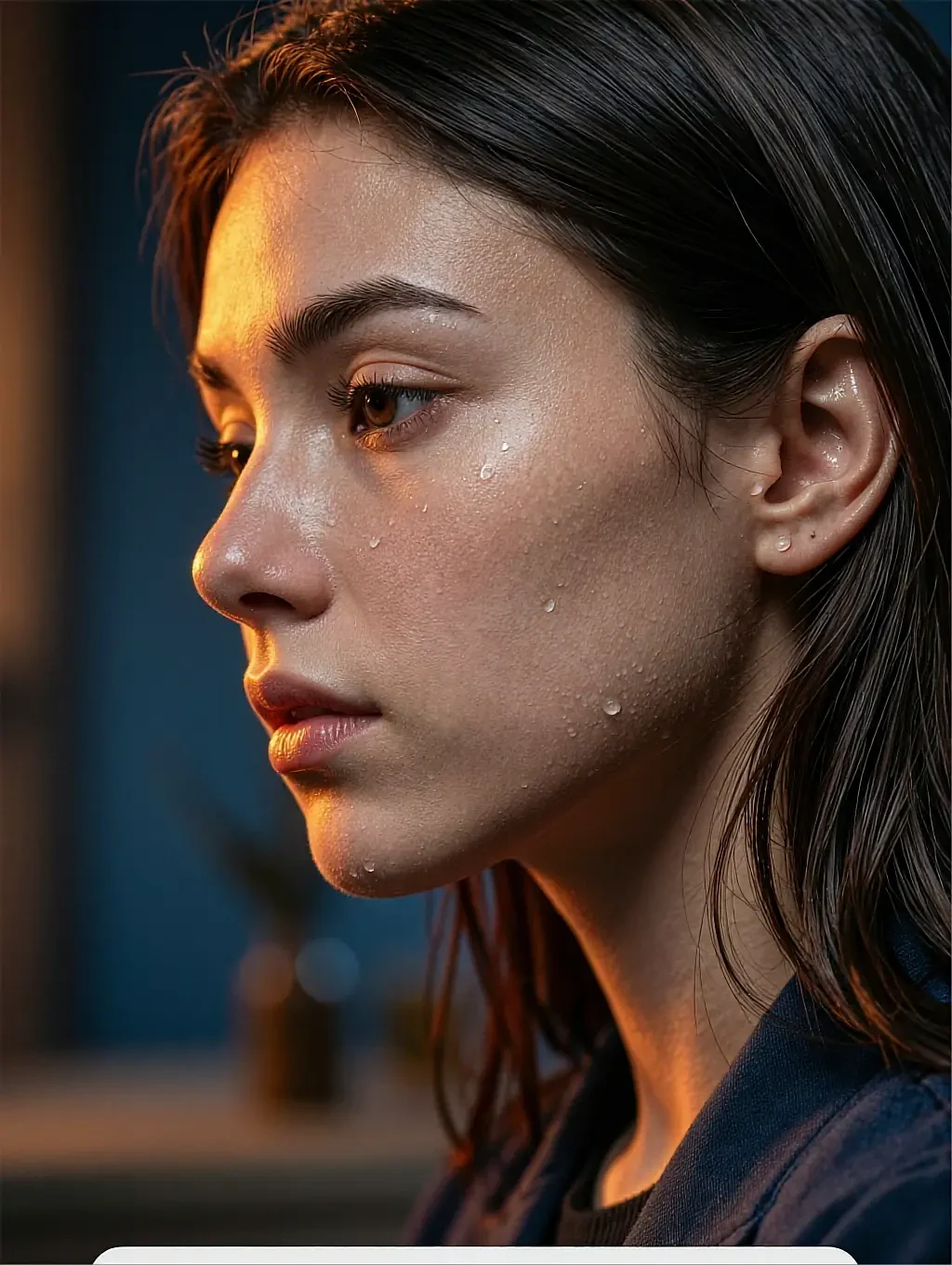 AI roleplay chat co-star in a moody late-night profile, the quiet register